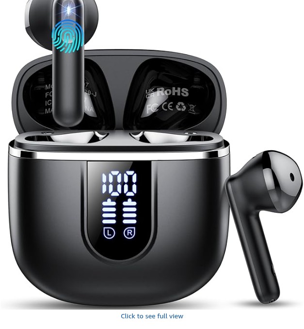 Wireless Earbuds, 2026 Bluetooth 5.4 Headphones In Ear with HiFi Stereo, 4 ENC Noise Cancelling Mics, 40H Wireless Earphone with Deep Bass, LED Display, IP7 Waterproof Bluetooth Earbuds, Fast Charging