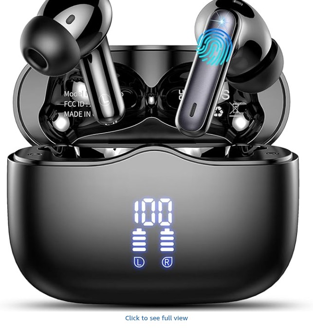 Wireless Earbuds, Bluetooth 5.4 Headphones in Ear with HiFi Stereo Deep Bass, 4 ENC Noise Cancelling Mic Wireless Earphones 40H Playtime, Bluetooth Earbuds Dual LED Display, IP7 Waterproof, USB-C